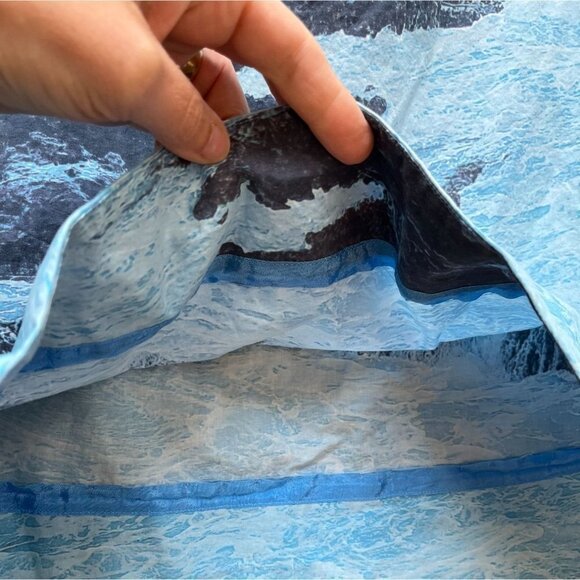 Anthropologie Blue Waves Photo Print A-line Skirt Size 00 Oversized - Picture 3 of 4